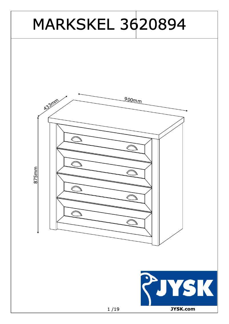Page n°1 - Manuel utilisateur JYSK Markskel (90x87x43)