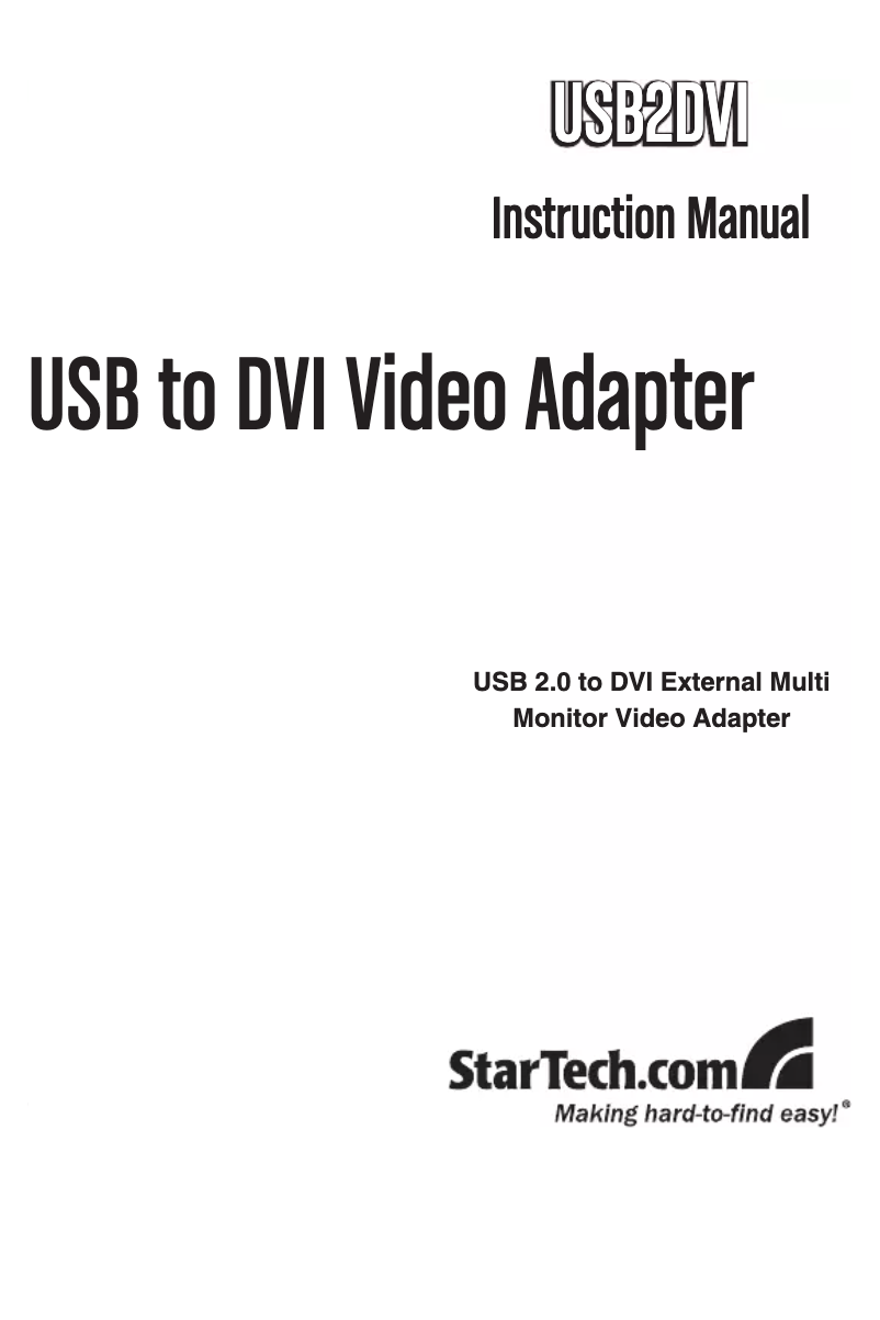 Page n°1 - Manuel utilisateur StarTech.com USB2DVI