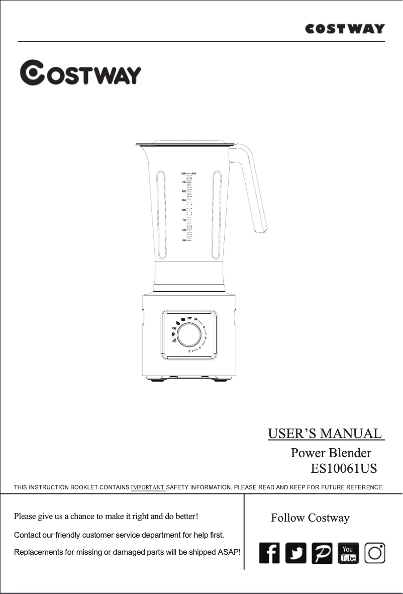 Image de la première page du manuel de l'appareil ES10061US