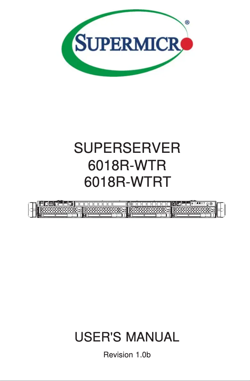 Page 1 de la notice Manuel utilisateur Supermicro SuperServer 6018R-WTRT