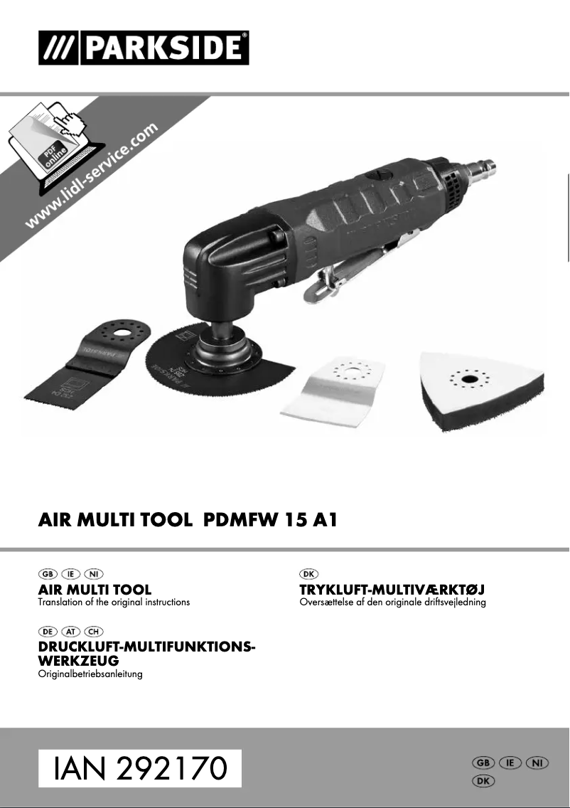 Page 1 de la notice Manuel utilisateur Parkside PDMFW 15 A1