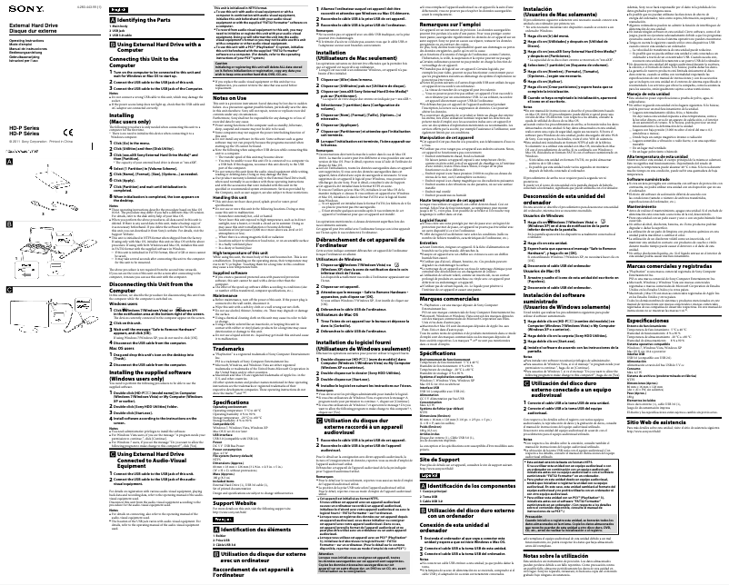 Page n°1 - Manuel utilisateur Sony HD-PG5