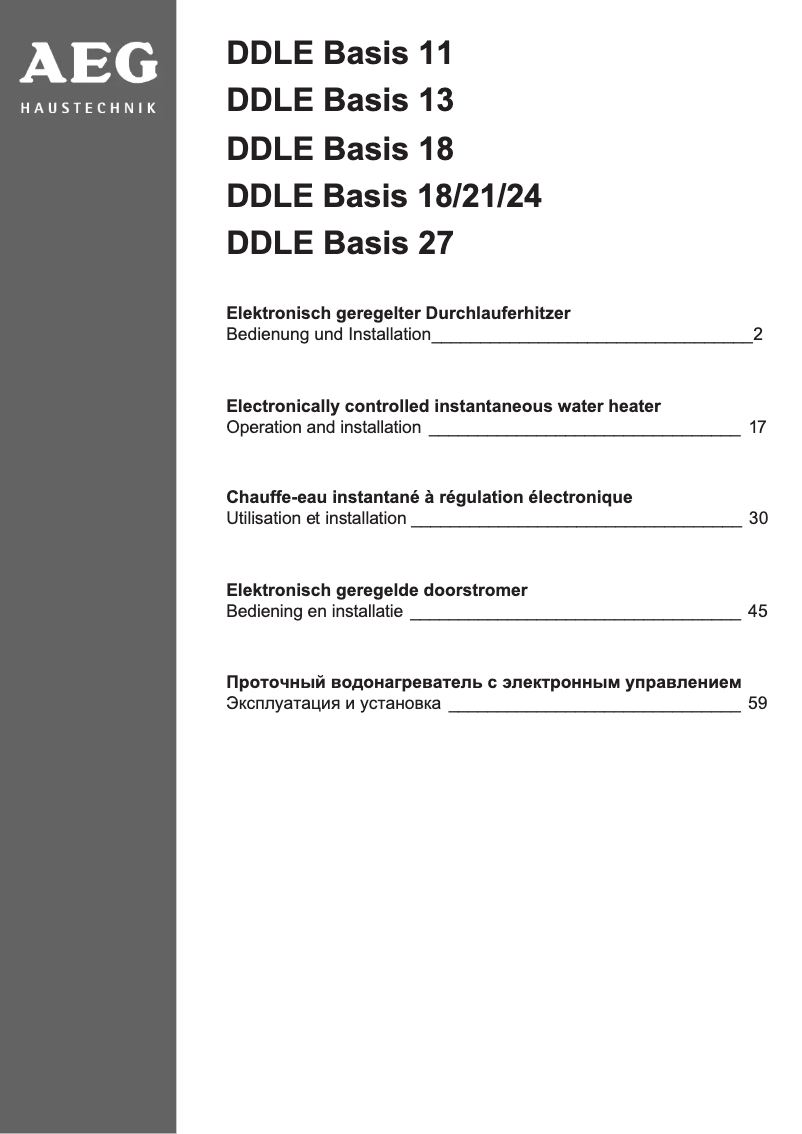 Image de la première page du manuel de l'appareil DDLE Basis 24