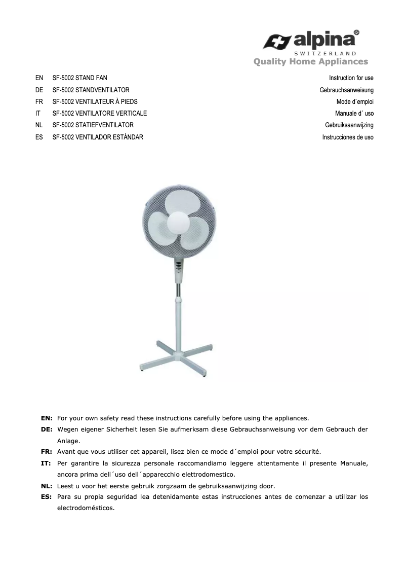 Image de la première page du manuel de l'appareil SF 5002