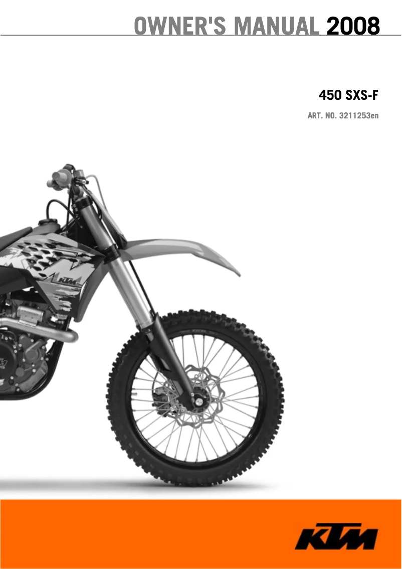 Page 1 de la notice Manuel utilisateur KTM 450 SXS-F (2008)