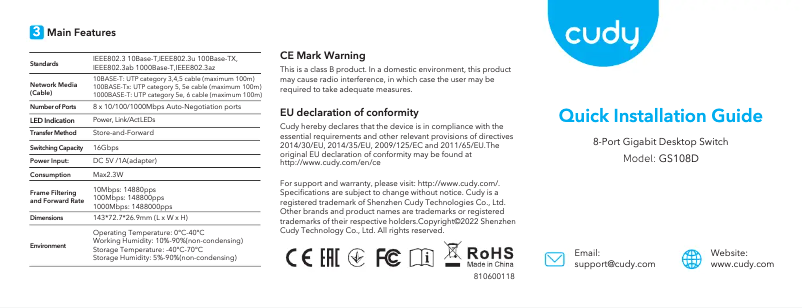 Página 1 del manual Manual de usuario Cudy GS108D