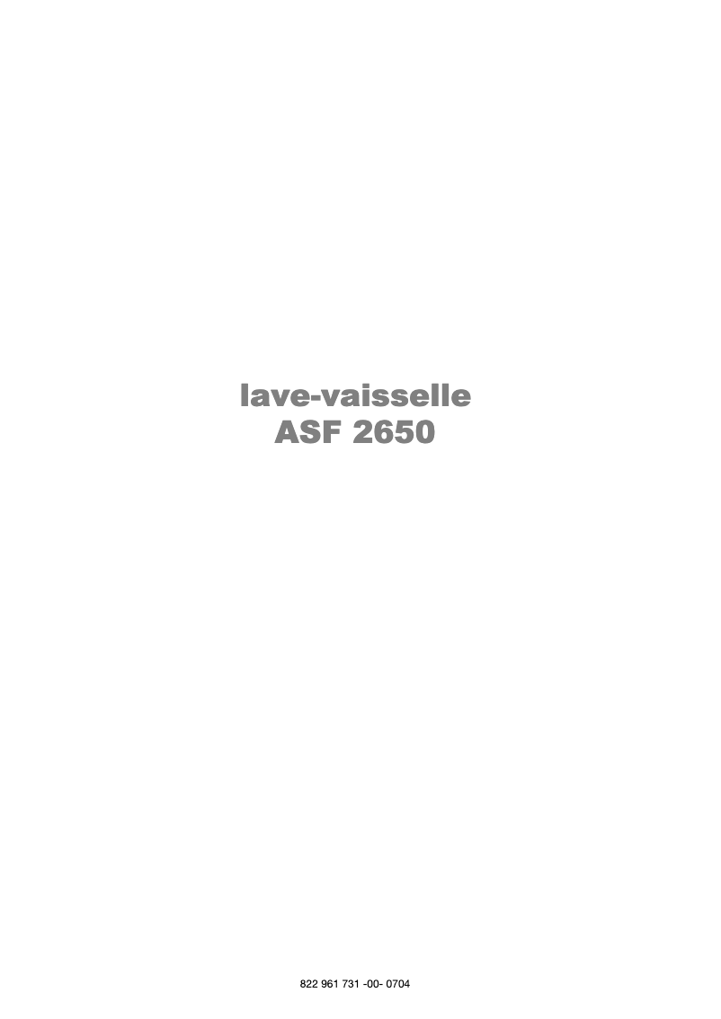 Image de la première page du manuel de l'appareil ASF 2650