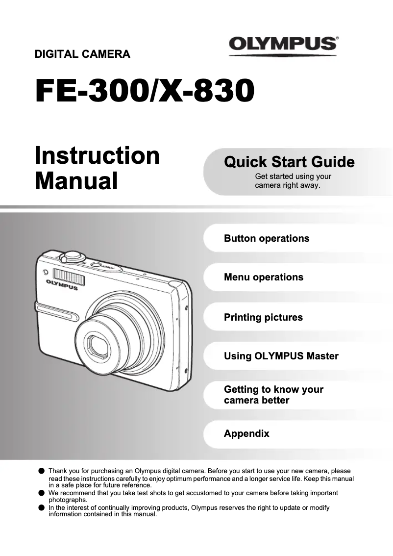 Page n°1 - Manuel utilisateur Olympus X-830