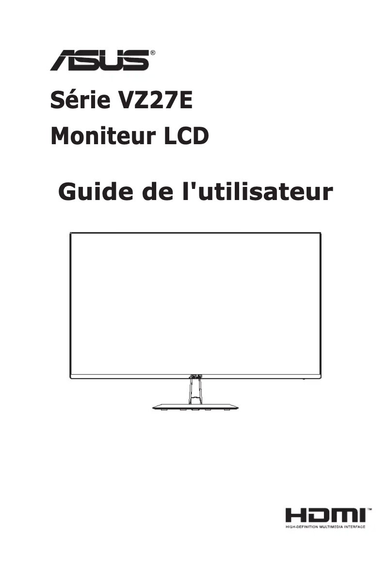Page 1 de la notice Manuel utilisateur Asus VZ27EHE