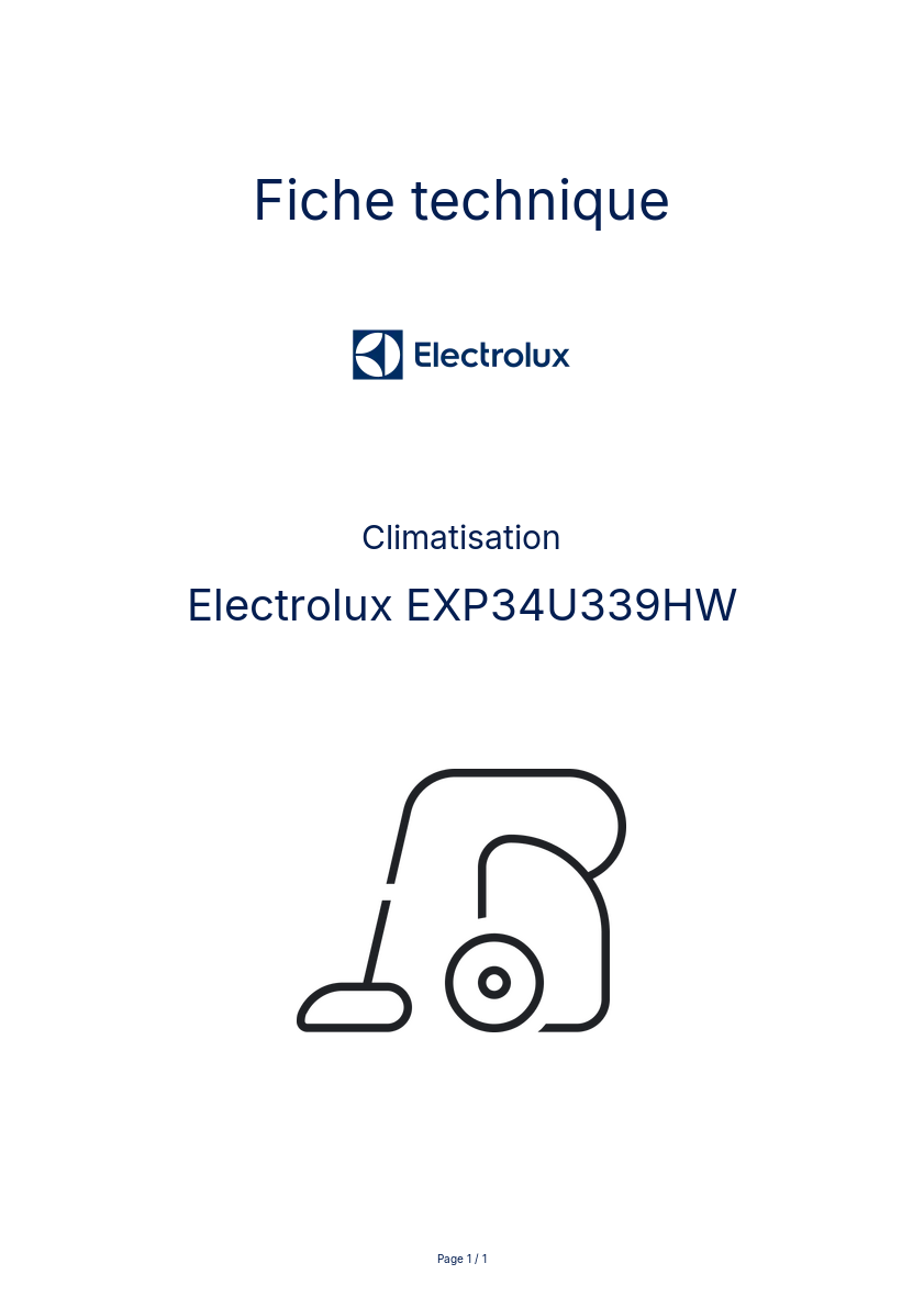 Page n°1 - Fiche technique Electrolux EXP34U339HW