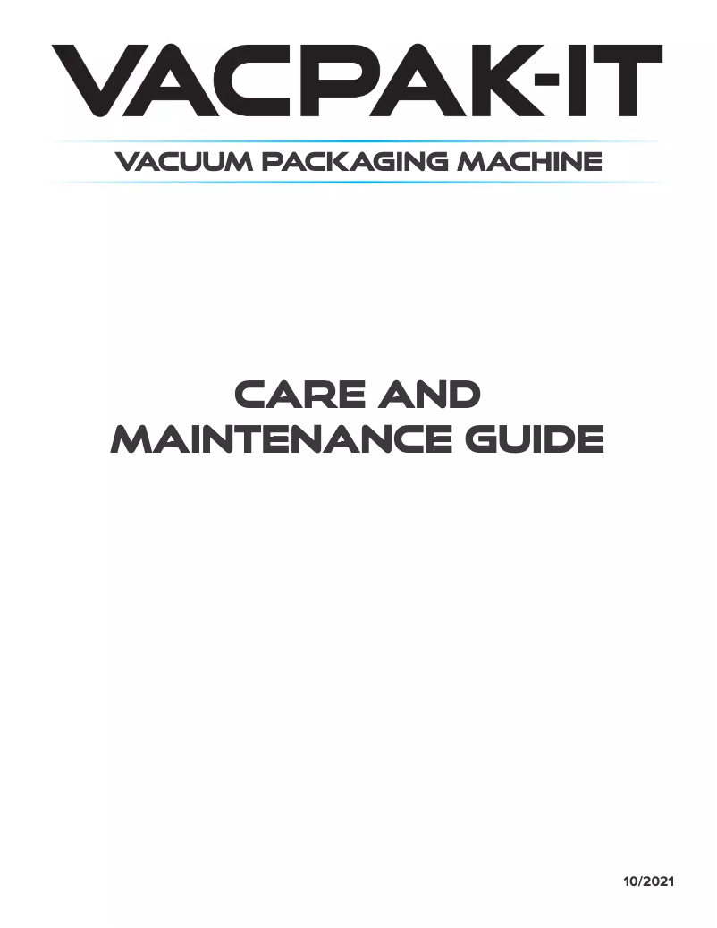 Page 1 de la notice Manuel d'utilisation et d'entretien VacPak-It VMC16F