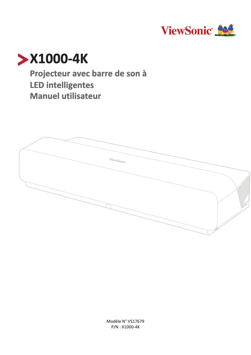 Page 1 de la notice Manuel utilisateur Viewsonic X1000-4K