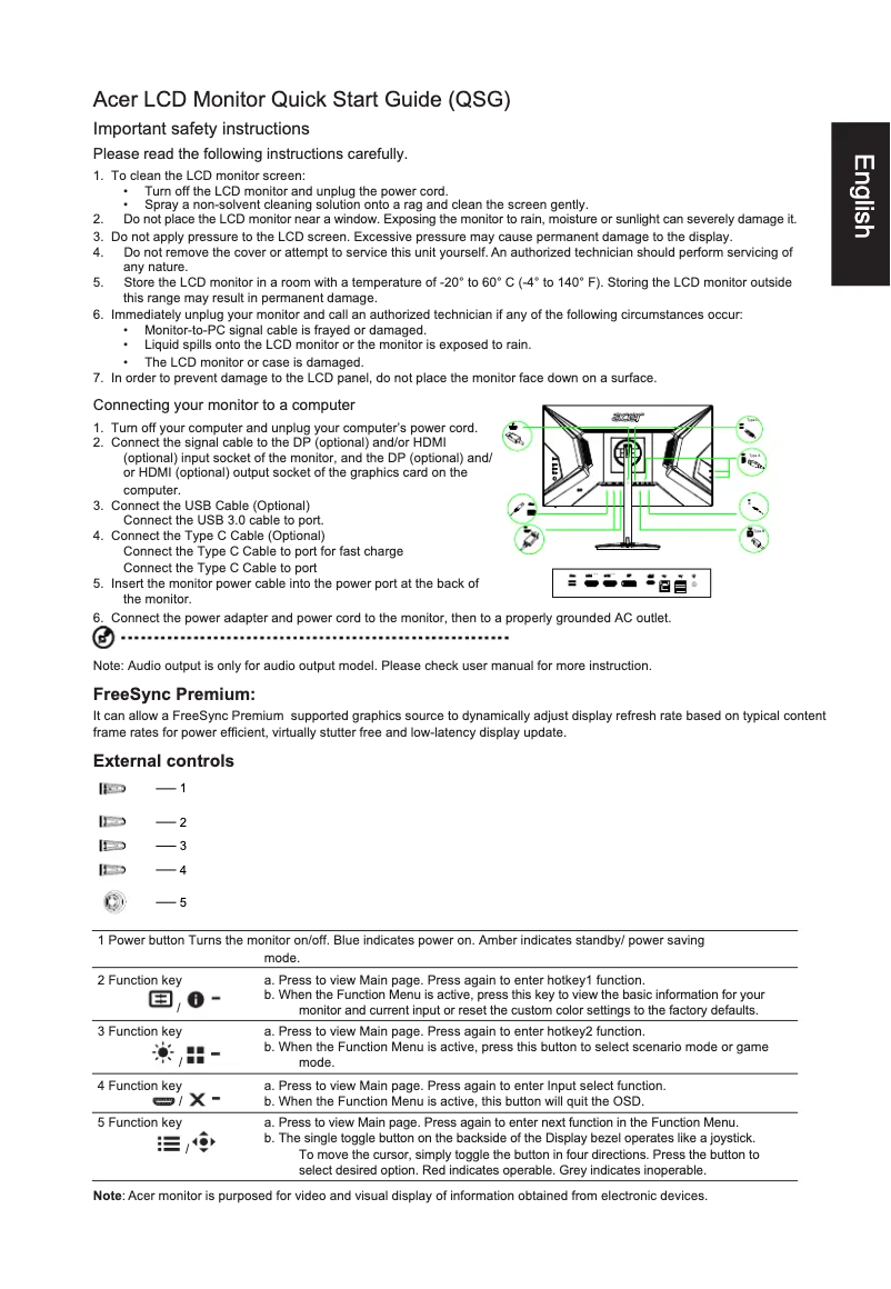 Página 1 del manual Guía de inicio rápido Acer XR272UP
