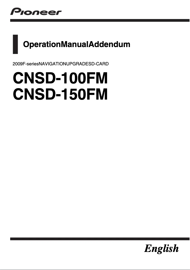 Page n°1 - Mode d'emploi Pioneer CNSD-100FM