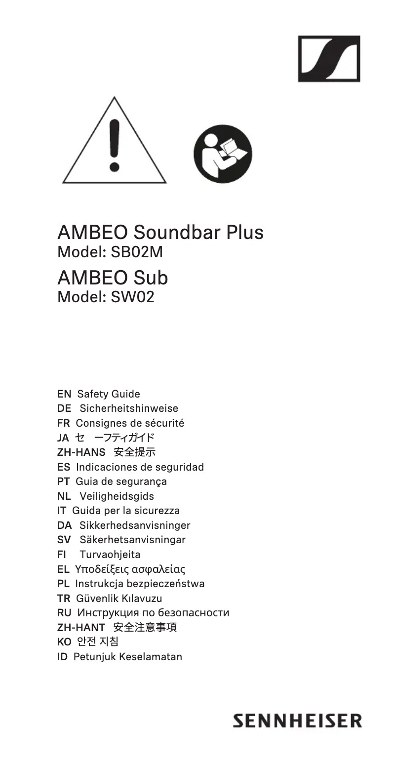 Page 1 of the manual Safety Instructions Sennheiser AMBEO Sub SW02
