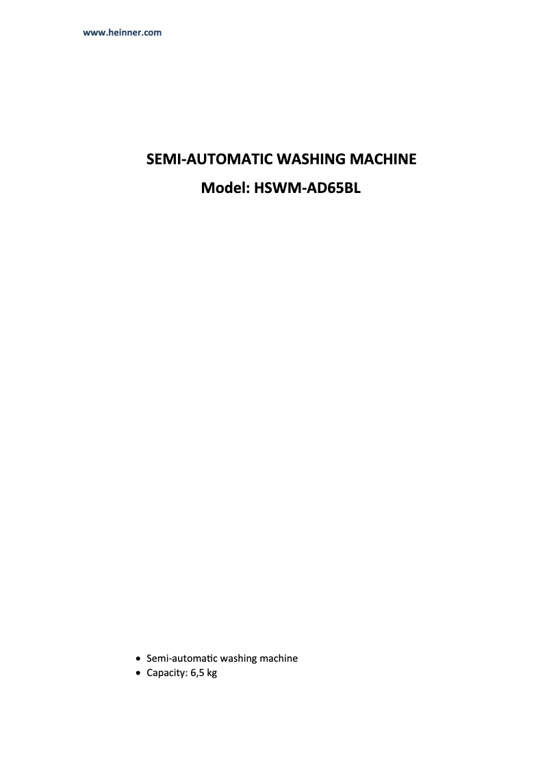 Página 1 del manual Manual de usuario Heinner HSWM-AD65BL