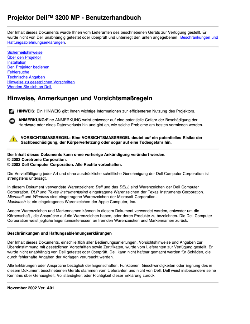 Image de la première page du manuel de l'appareil 3200MP