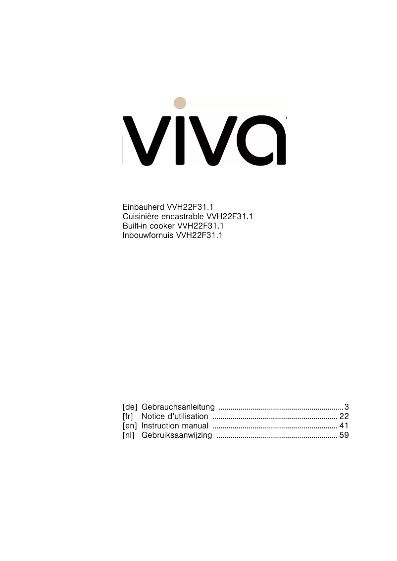 Page 1 de la notice Manuel utilisateur Viva VVH22F3151