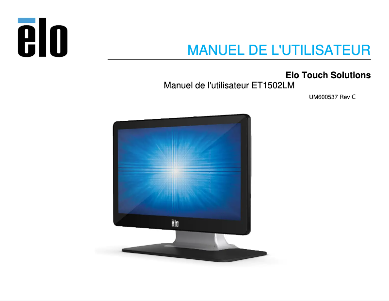 Page n°1 - Manuel utilisateur Elo 1502LM