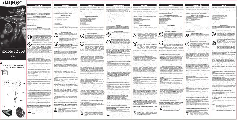 Page n°1 - Manuel utilisateur BaByliss D241E