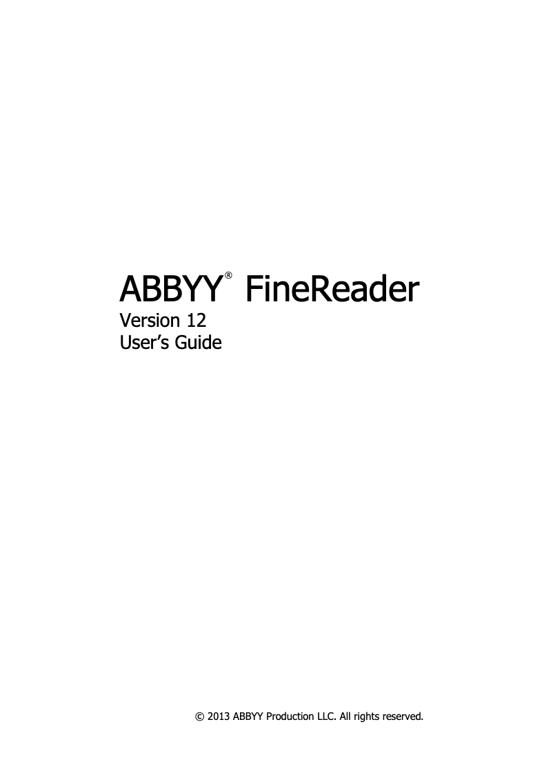 Page 1 de la notice Manuel utilisateur ABBYY FineReader 12
