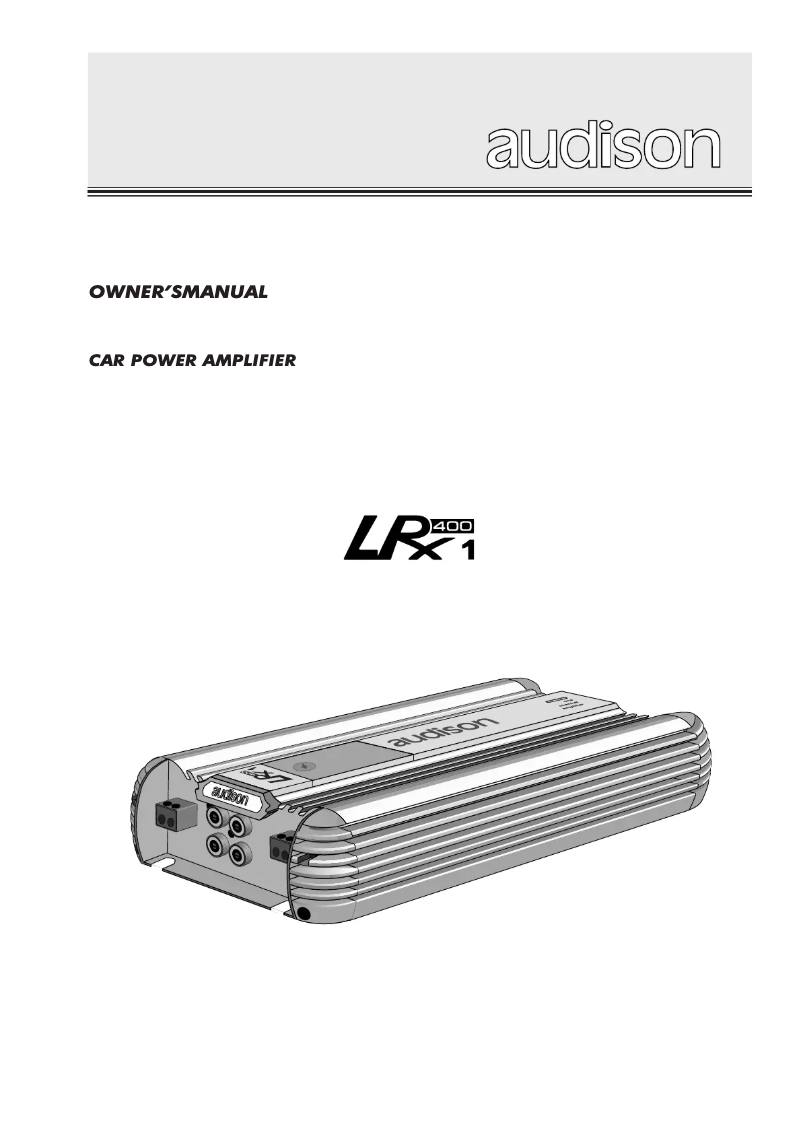 Page n°1 - Manuel utilisateur Audison LRX 1400
