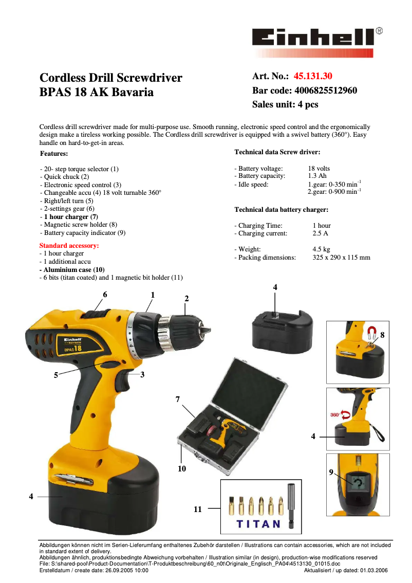 Image de la première page du manuel de l'appareil BPAS 18 AK