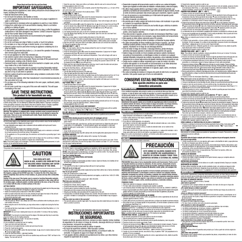 Imagen de la primera página del manual del dispositivo TO1380SS