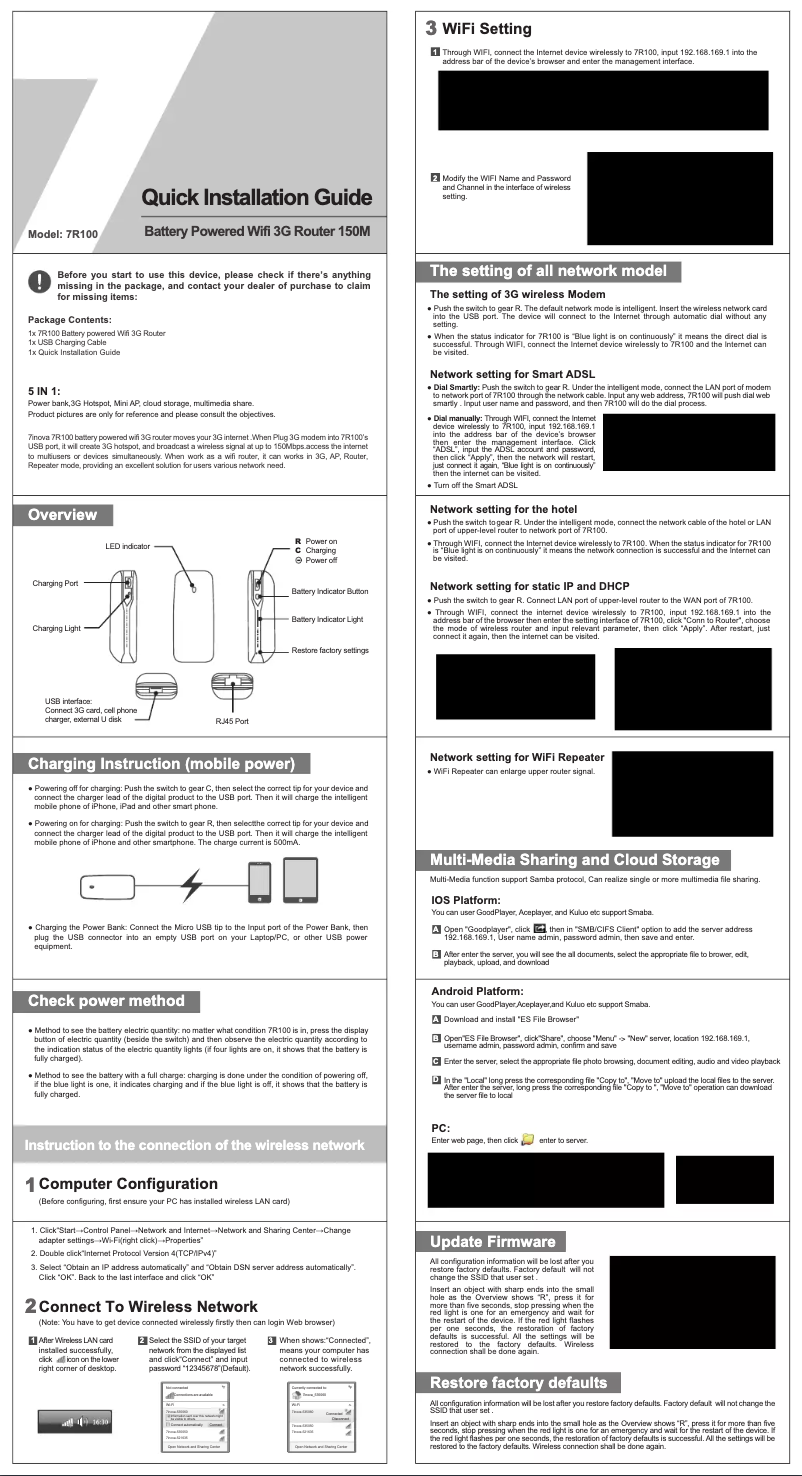 Page 1 de la notice Manuel utilisateur 7inova 7R130
