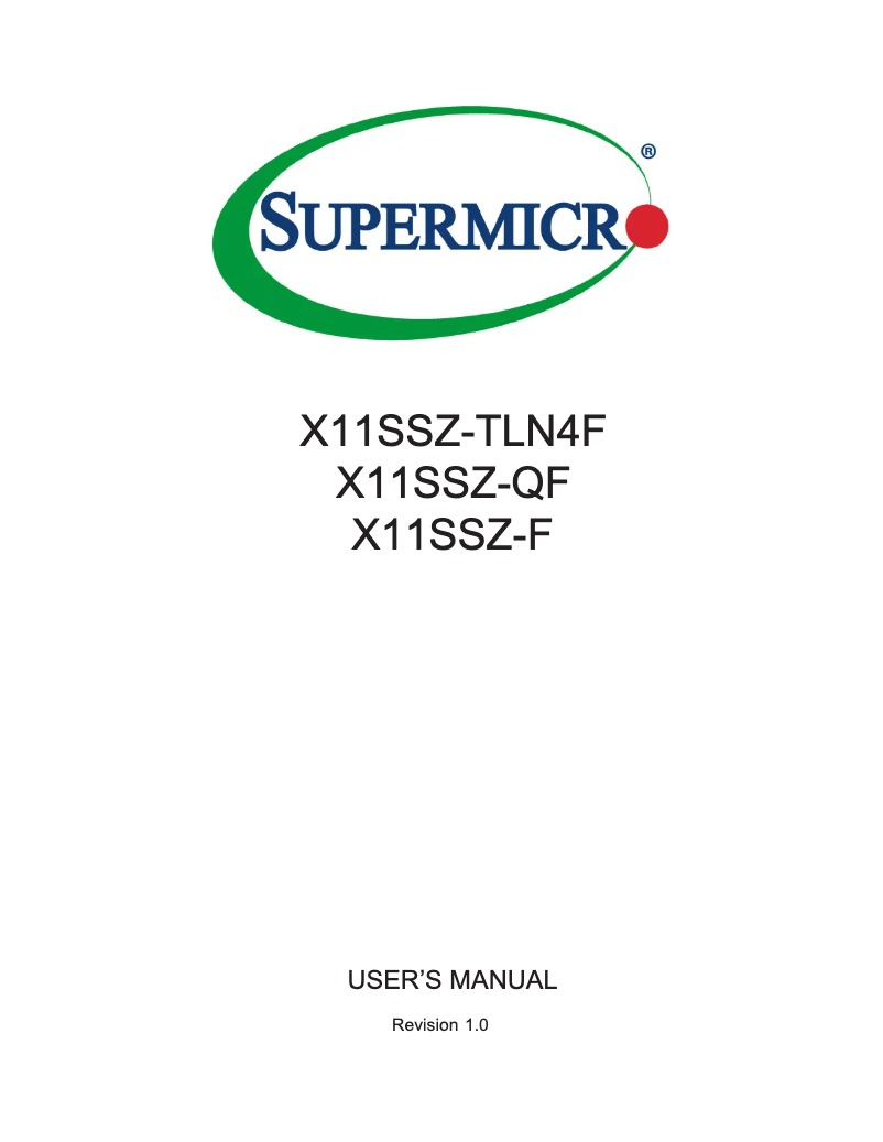 Page 1 de la notice Manuel utilisateur Supermicro X11SSZ-TLN4F