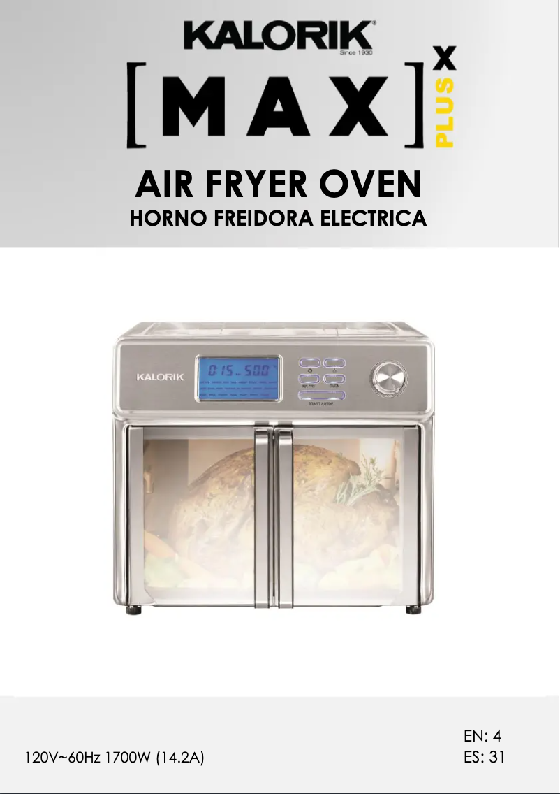Page 1 de la notice Manuel utilisateur Kalorik MAXX AFO 47271 SS