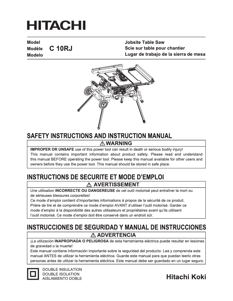 Image de la première page du manuel de l'appareil C10RJ
