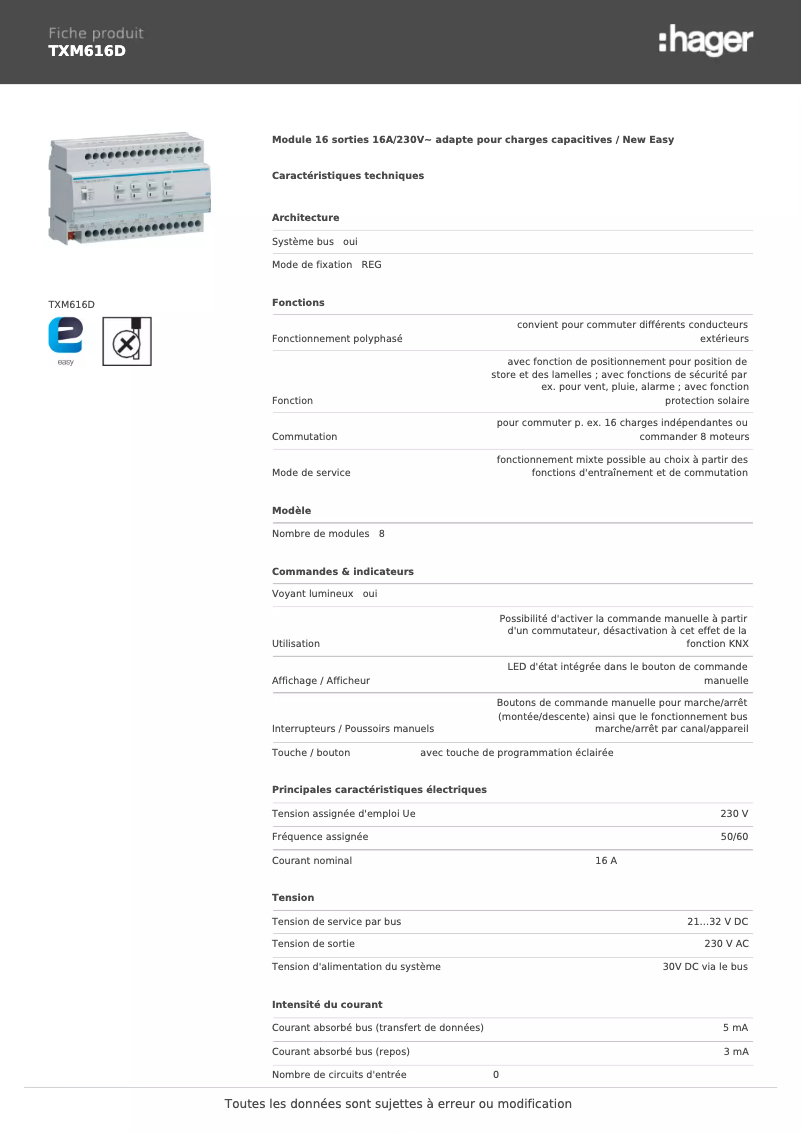 Image de la première page du manuel de l'appareil TXM616D