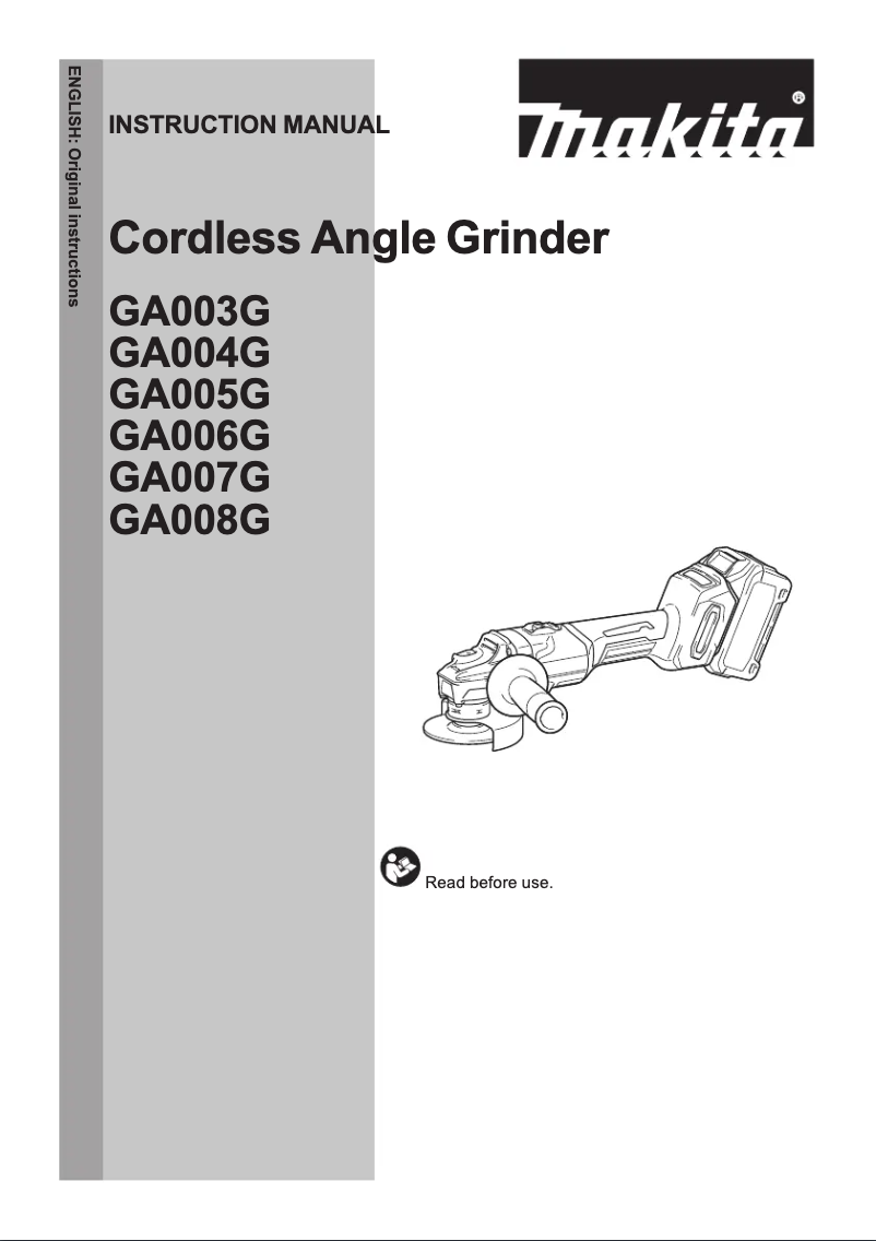 Page 1 de la notice Manuel utilisateur Makita GA005GD202