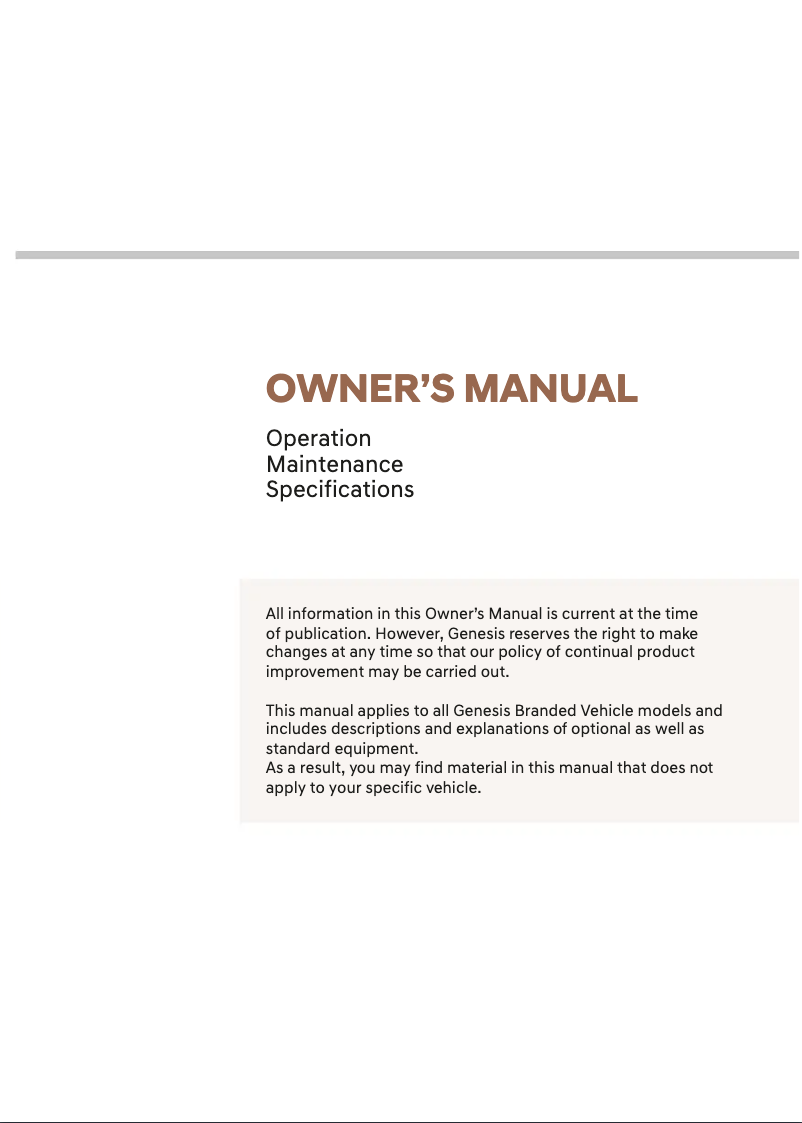 Page 1 de la notice Manuel utilisateur Genesis G90 (2025)