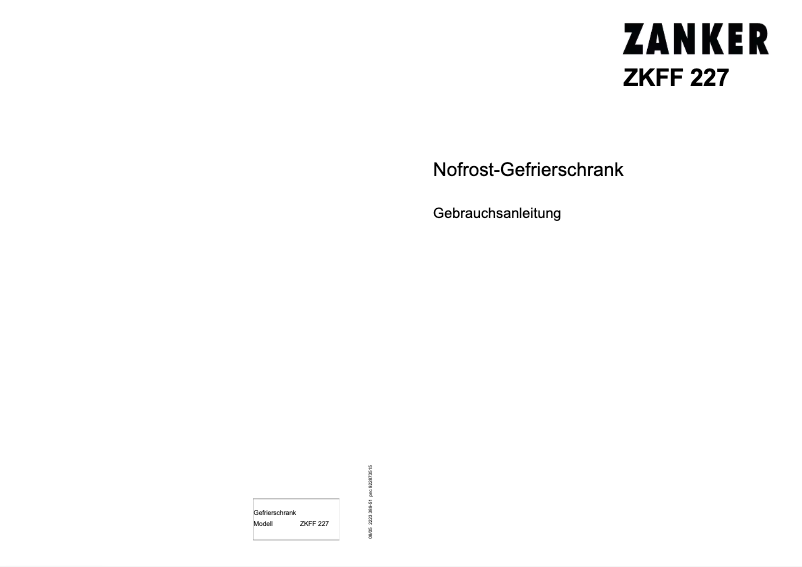 Page n°1 - Manuel utilisateur Zanker ZKFF227