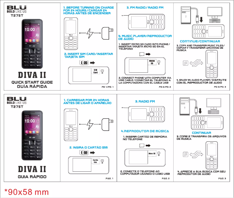 Page 1 de la notice Manuel utilisateur BLU Diva II