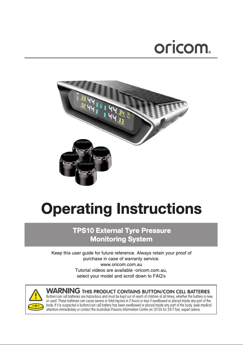 Page n°1 - Manuel utilisateur Oricom TPS10-10E