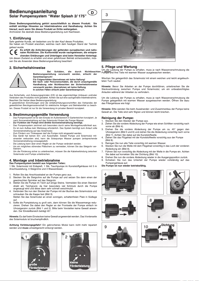 Imagen de la primera página del manual del dispositivo Water Splash 2