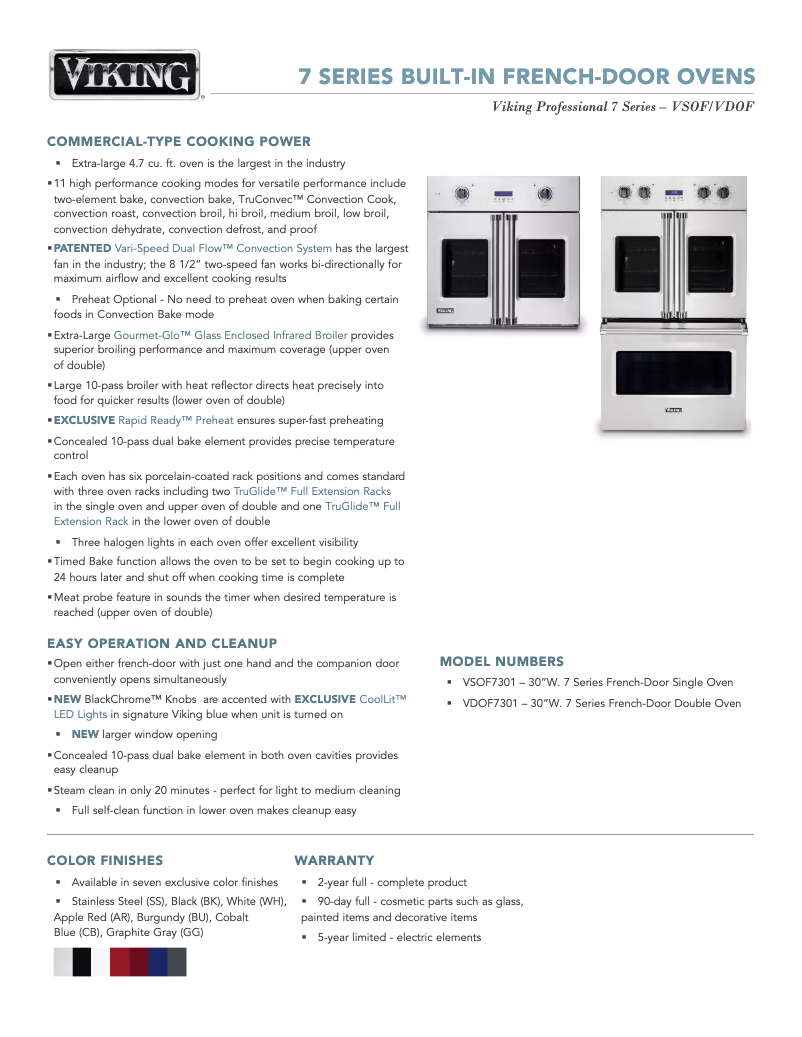 First page image of the manual for VDOF7301WH