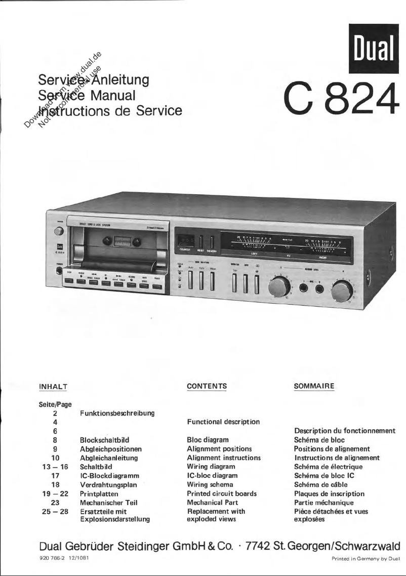 Page 1 de la notice Manuel utilisateur Dual C 824