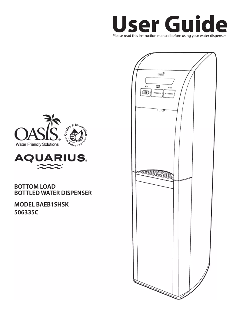 Page n°1 - Manuel utilisateur Oasis Aquarius BAEB1SHSK