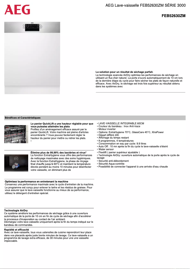 Page n°1 - Fiche technique AEG FEB52630ZM