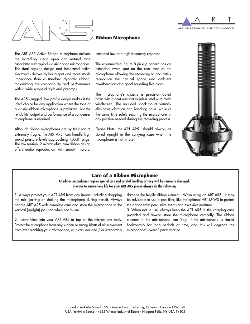 Page 1 de la notice Manuel utilisateur ART AR5