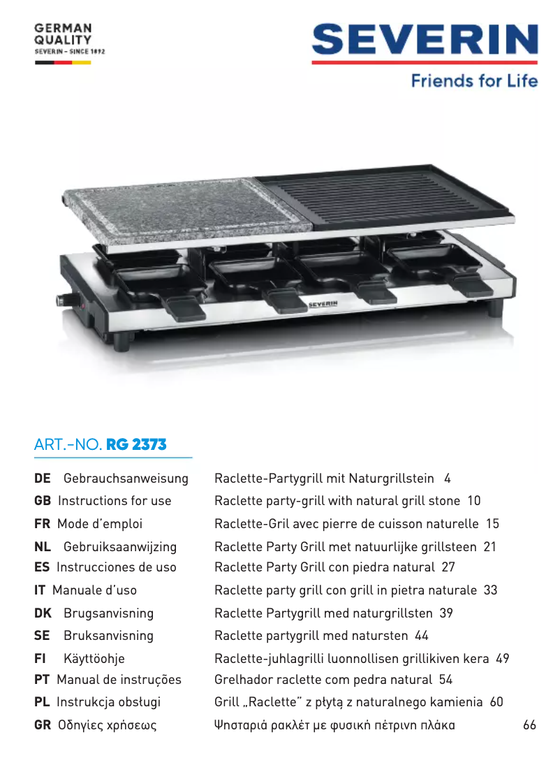 Page 1 de la notice Manuel utilisateur Severin RG 2373