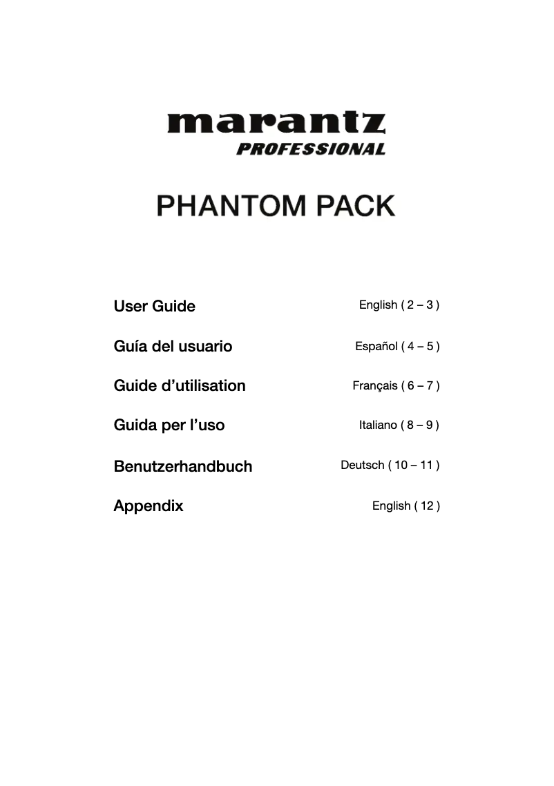 Image de la première page du manuel de l'appareil Phantom Pack