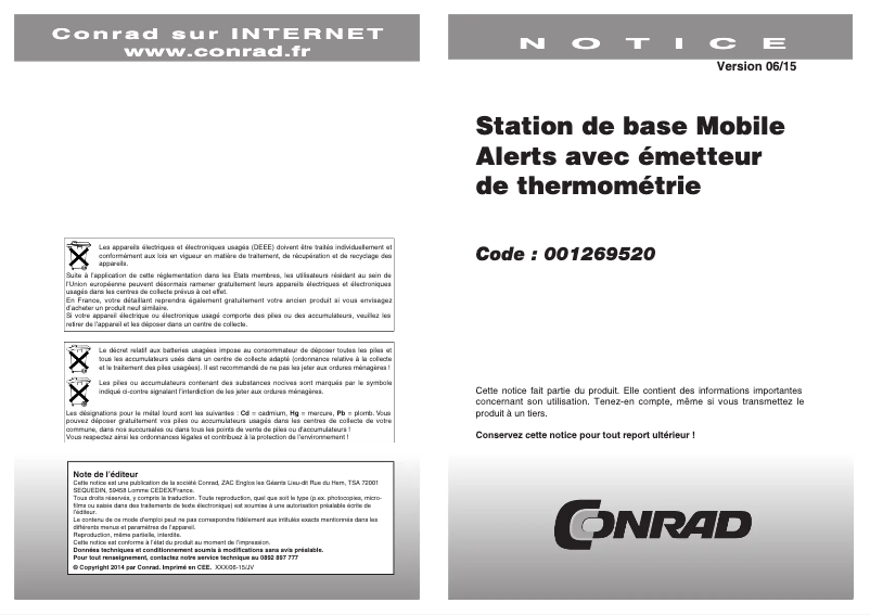 Image de la première page du manuel de l'appareil MA 10001