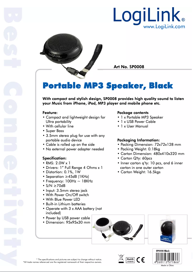 Página 1 del manual Manual de usuario LogiLink SP0008