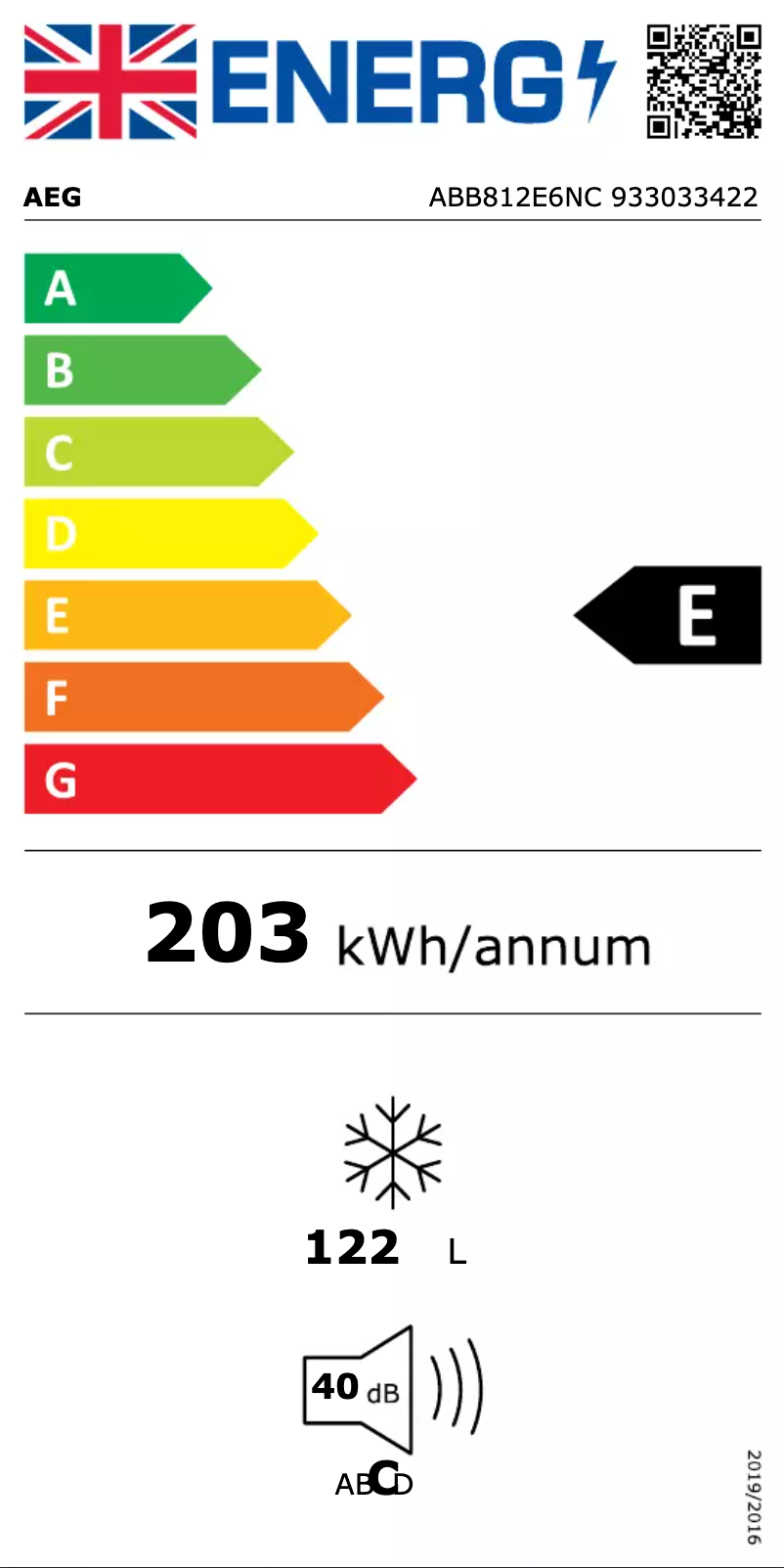 Page n°1 - Label énergétique AEG ABB812E6NC