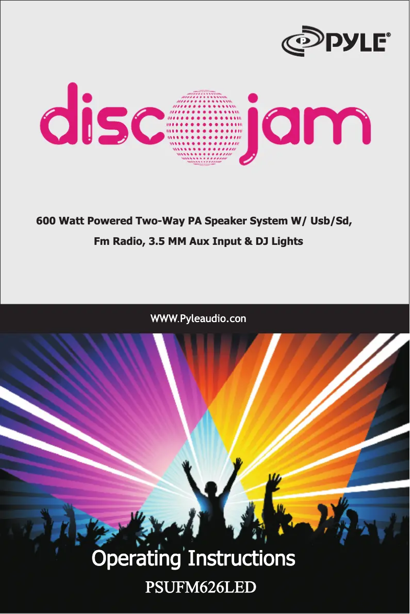 Page 1 de la notice Manuel utilisateur Pyle Disco Jam PSUFM626LED